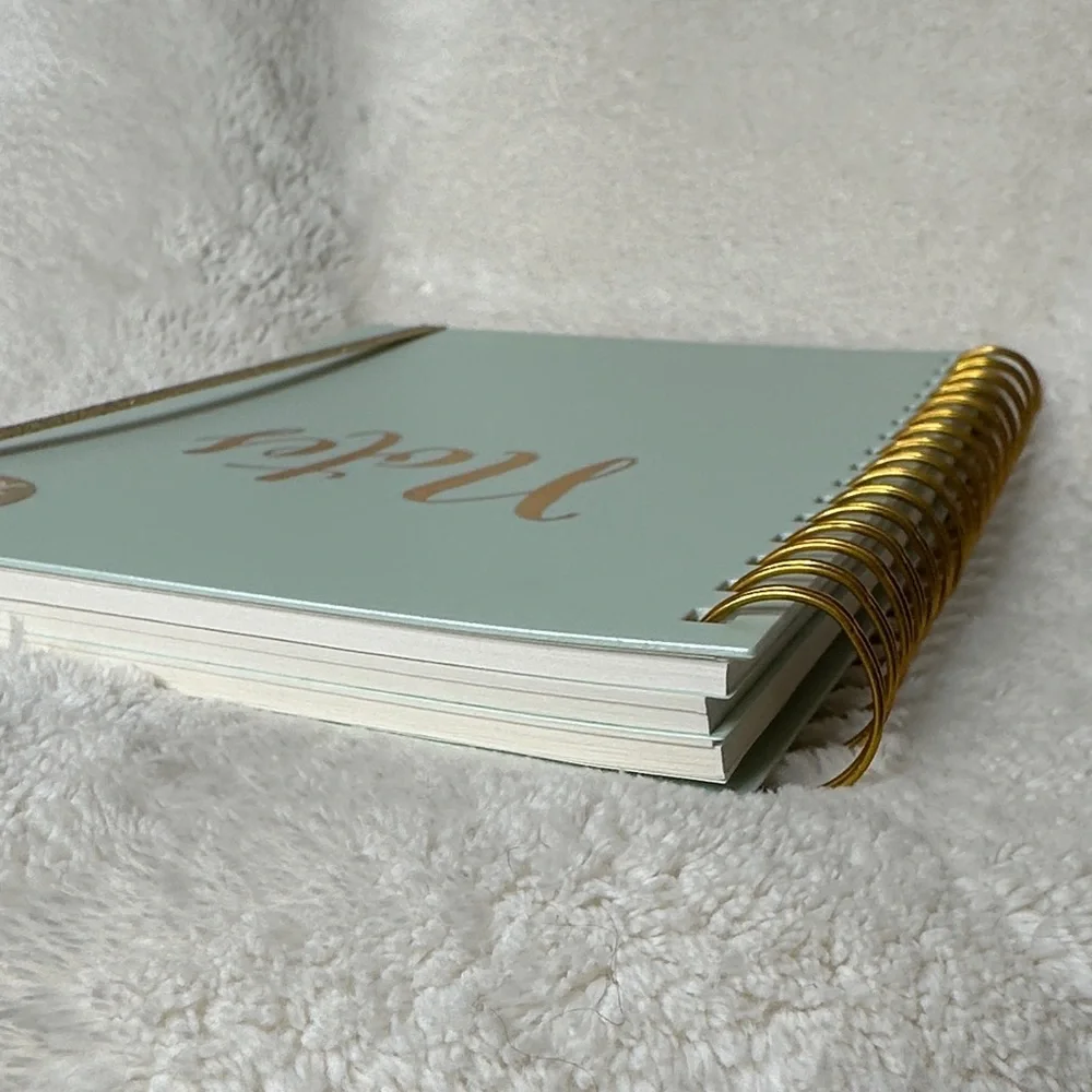 Notes Green & Gold Spiral Journal Doodle Sketch Notebook NWT lines dots blank
